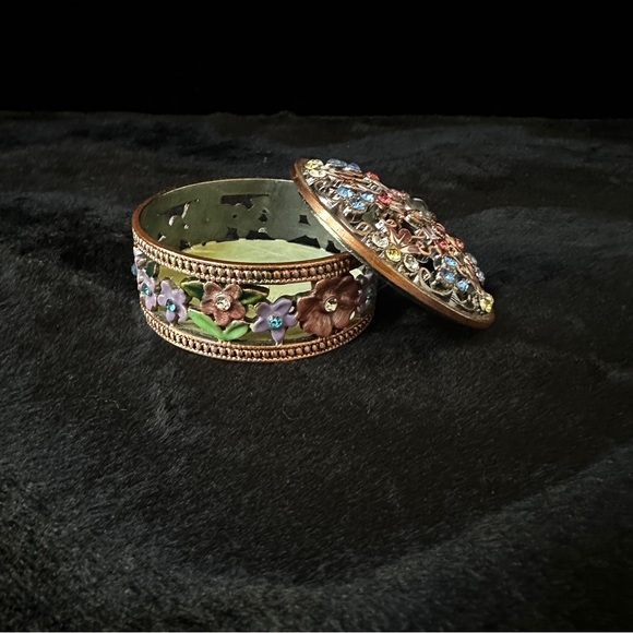 Jeweled Metal Trinket Box - Picture 3 of 10